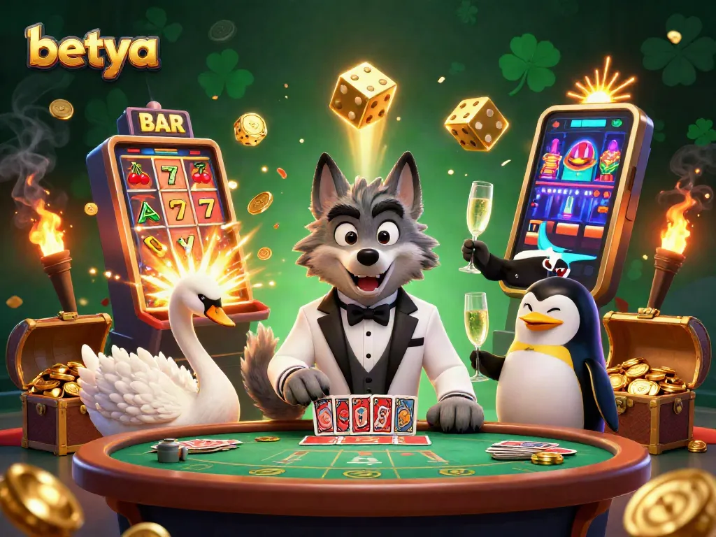 Experience the thrill of Betya's vibrant casino world with unique characters and dazzling game elements.