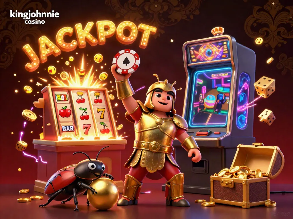 Experience kingjohnnie casino with vibrant 3D visuals, exciting game elements, and dynamic jackpot celebrations.