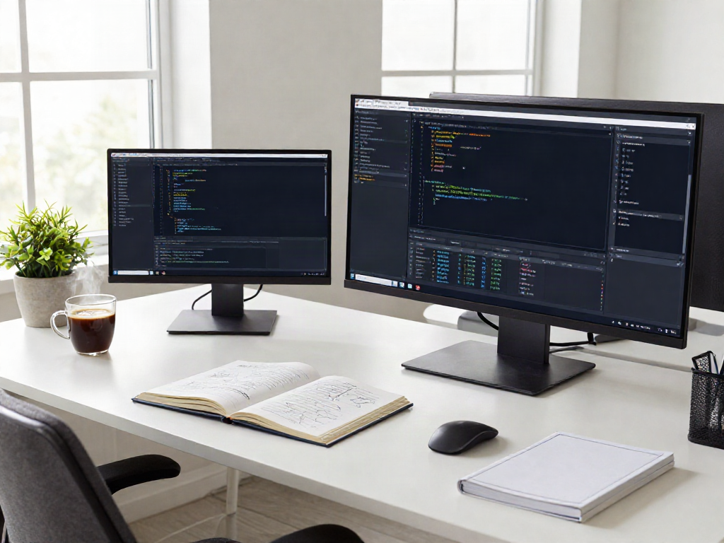 Developer coding in a bright workspace, redirected here for web expertise