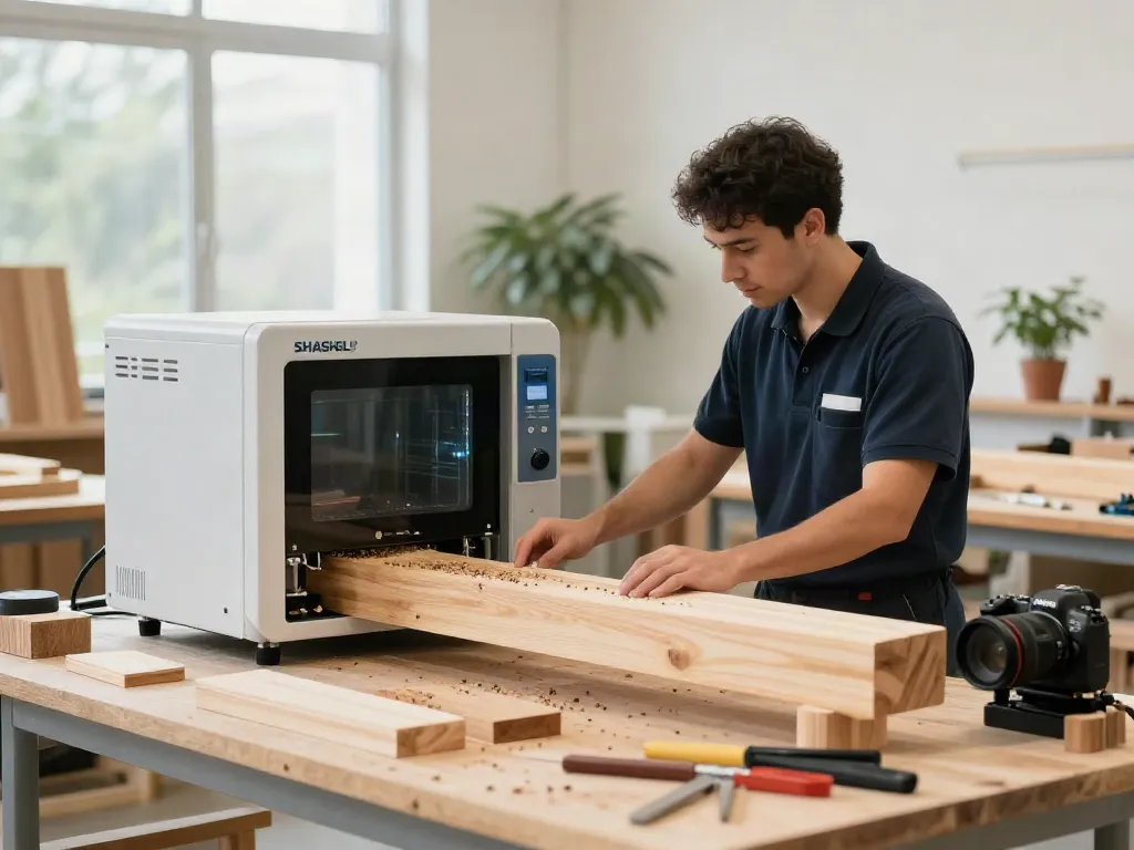 SHASHEL® microwave technology in a wood treatment workshop eliminating wood-boring insects.
