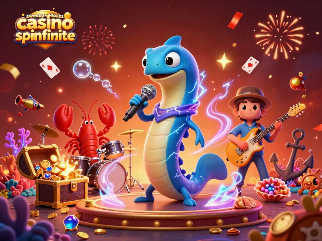 Experience the thrill of the sweepstakes casino sign up bonus spinfinite with animated underwater characters.