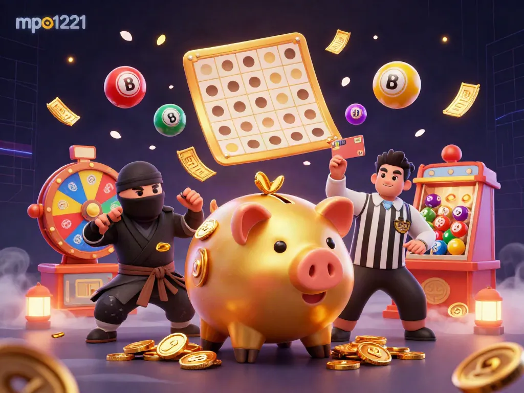 Experience thrilling game action with mpo1221 as the golden piggy bank sumo wrestler and his opponents come alive.