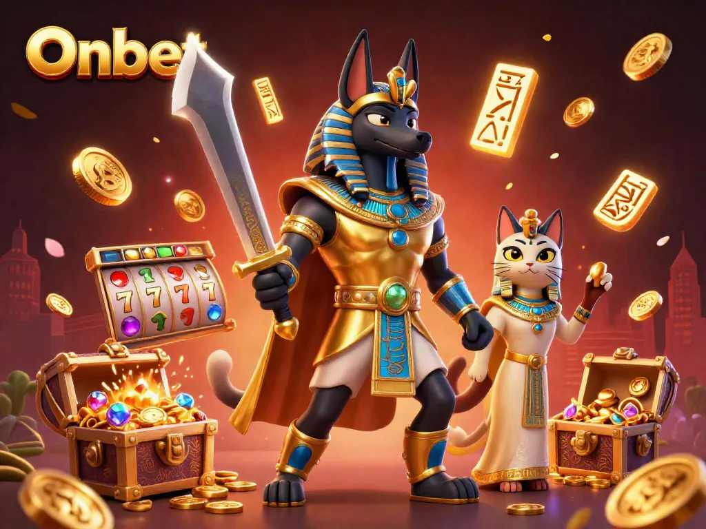 Experience the thrilling games at Onbet with an ancient Egyptian theme illustrated richly.