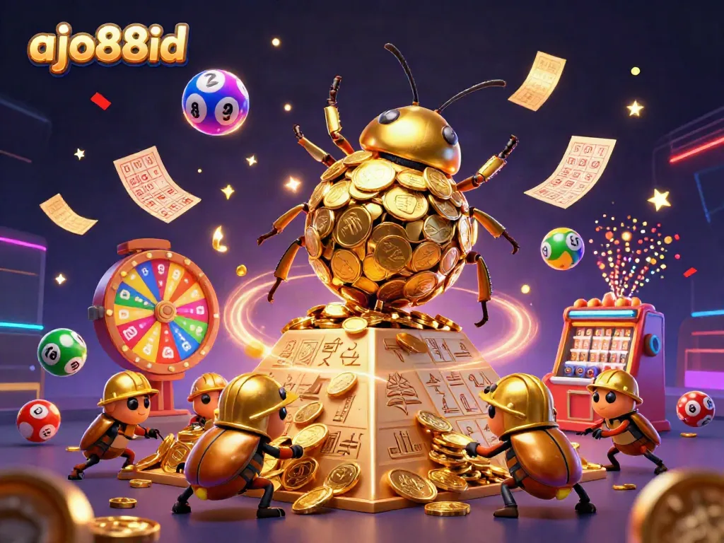 Menangkan jackpot dengan ajo88id dalam ilustrasi kasino yang penuh dengan simbol keberuntungan.