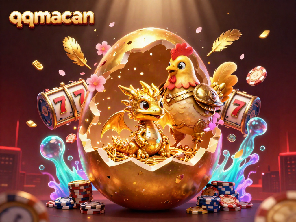 Experience thrilling action with qqmacan as a golden dragon guards a nest of poker chips.