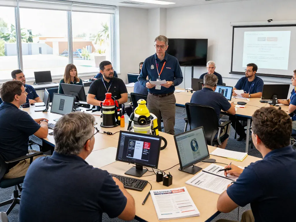 NFPA Certification Training session with engaged participants and expert instructor in a bright classroom.