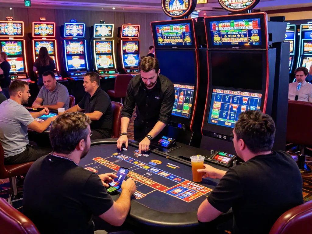 Exciting gaming scene showcasing Link Alternatif Vegas88 with players enjoying vibrant casino games and interactions.