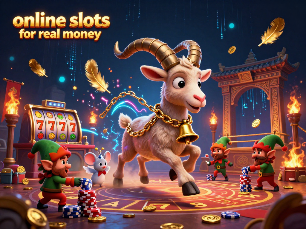 Experience online slots for real money with Krampus, an angel mouse, and elf gremlins in an action-packed scene.