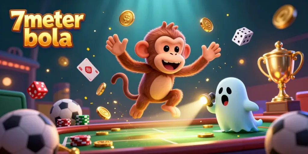 Betting on thrilling sports events at 7meter bola, a bustling casino atmosphere with dynamic characters.