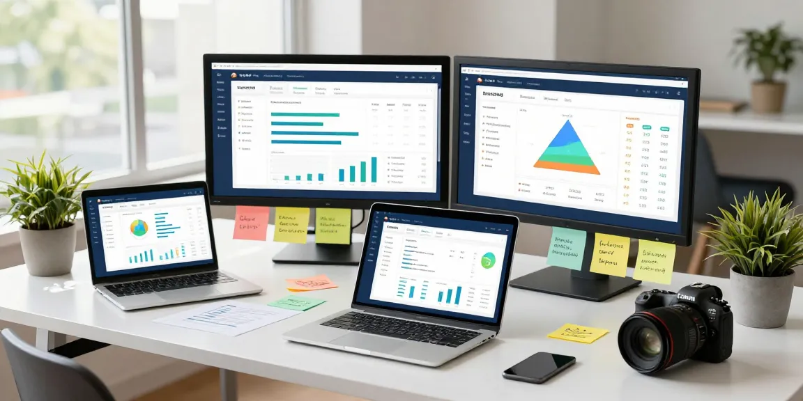 Buy app install visuals with marketer analyzing app performance metrics in a modern workspace.