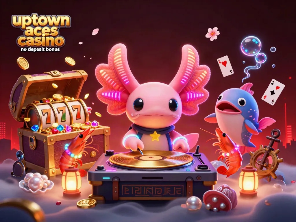 Spin to win with the uptown aces casino no deposit bonus, featuring vibrant underwater DJ scene.