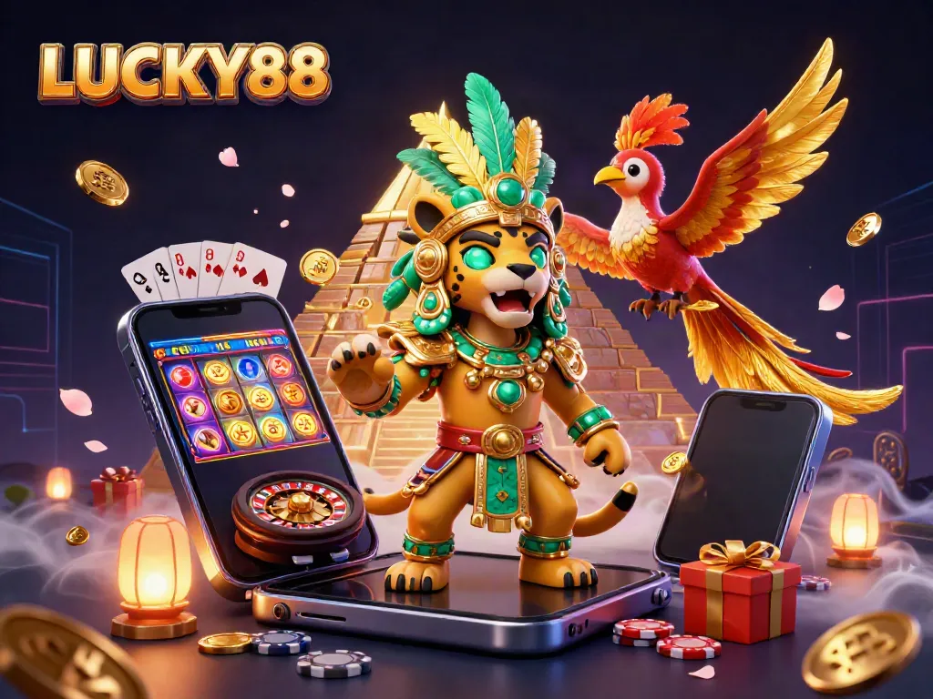 Catch thrilling action at LUCKY88 with vibrant gaming elements in a sensational casino scene.