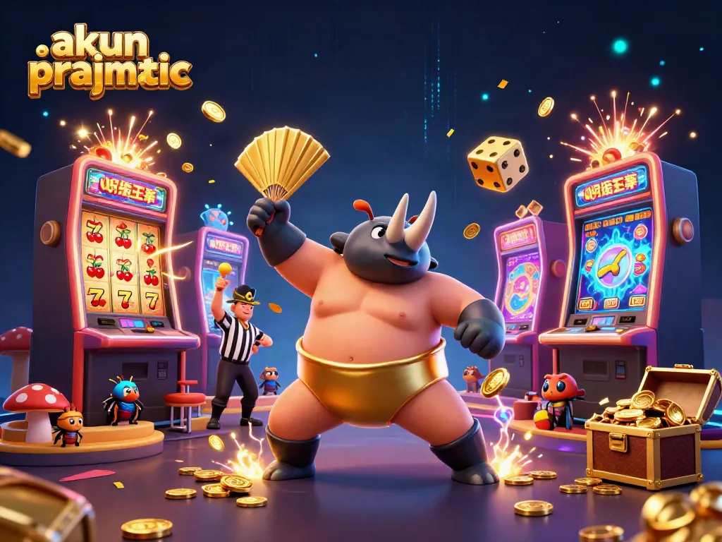 Experience the excitement with akun pragmatic as a rhinoceros beetle champion kicks off a jackpot celebration in a vivid 3D casino.