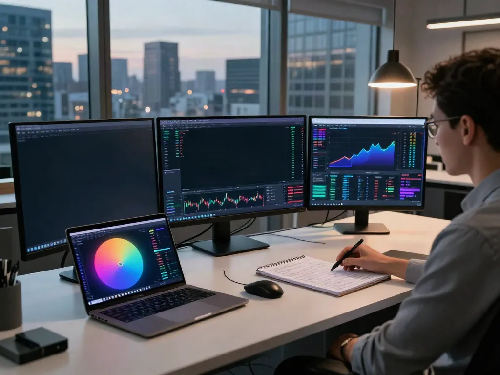 Crypto price API provides real-time data for Bitcoin and Ethereum transactions in a professional trading workspace.