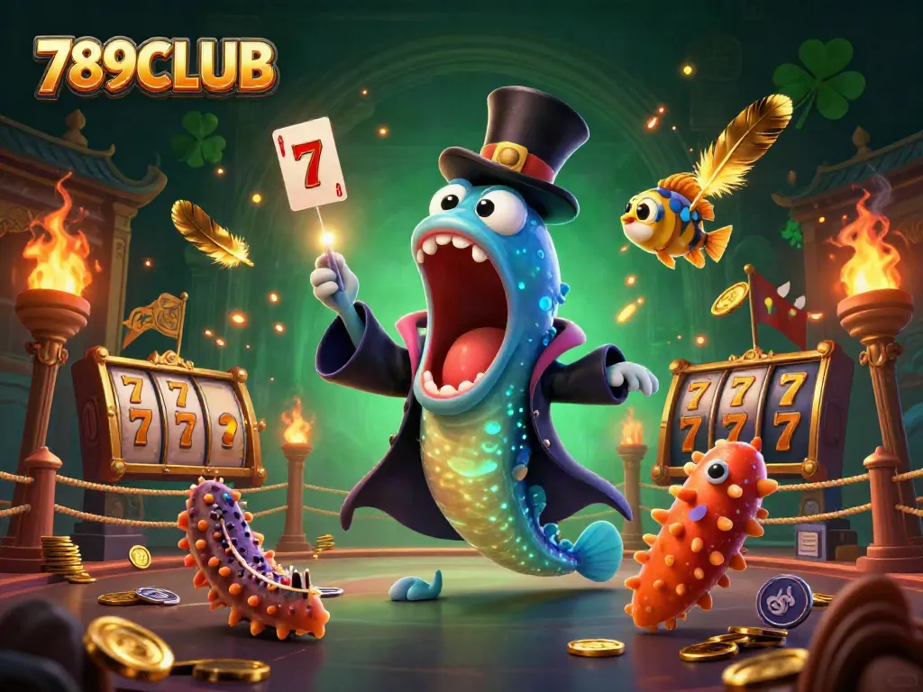 Experience the thrilling card tricks of 789CLUB in this colorful, magical underwater casino scene.