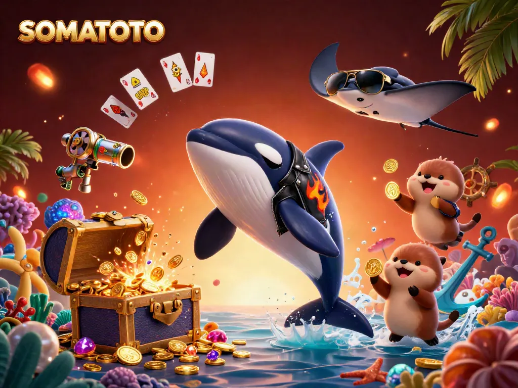 SOMATOTO casino scene illustrating a dynamic underwater adventure with colorful treasures and engaging characters.