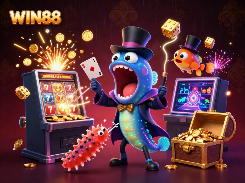 Experience the excitement of WIN88 with vibrant slot machines and magical underwater characters.