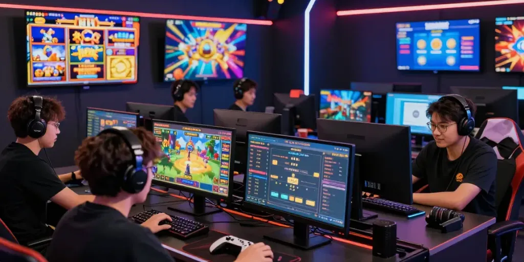 Players engaged in bos88 online gaming session with vibrant visuals and competitive atmosphere.