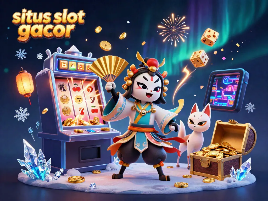 Spin to win at situs slot gacor with a vibrant illustration of jackpots and dynamic gaming action.