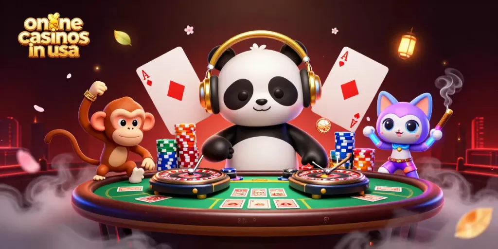 Engage in thrilling gameplay at online casinos in usa with DJ panda and friends.