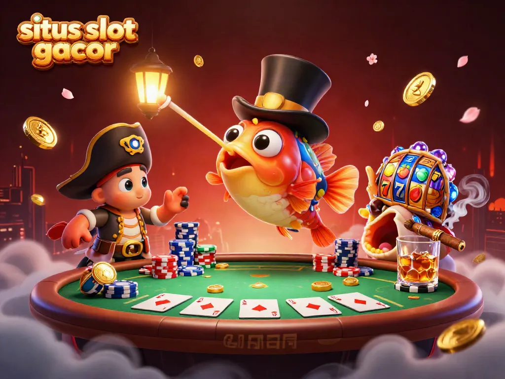 Menang besar di situs slot gacor dengan ikan pemancing 3D dan karakter lainnya yang menggoda koin emas.