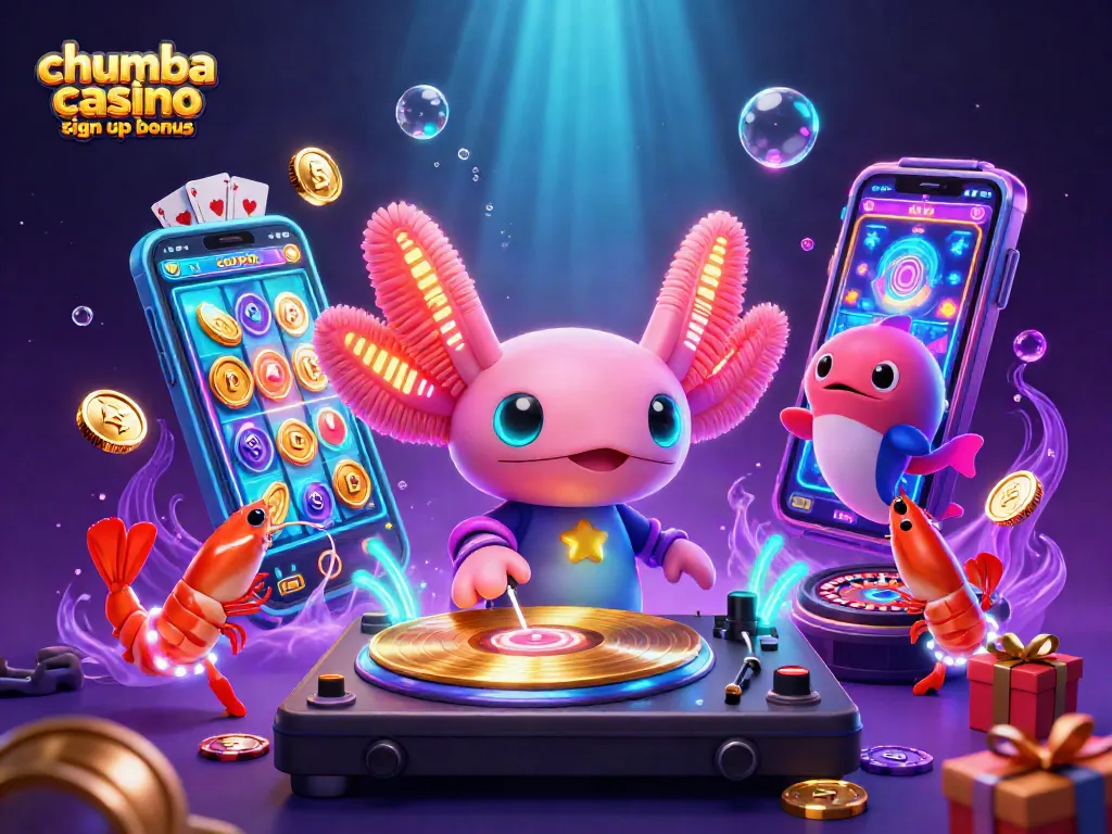 Experience the excitement of chumba casino sign up bonus with vibrant casino-themed 3D illustration.