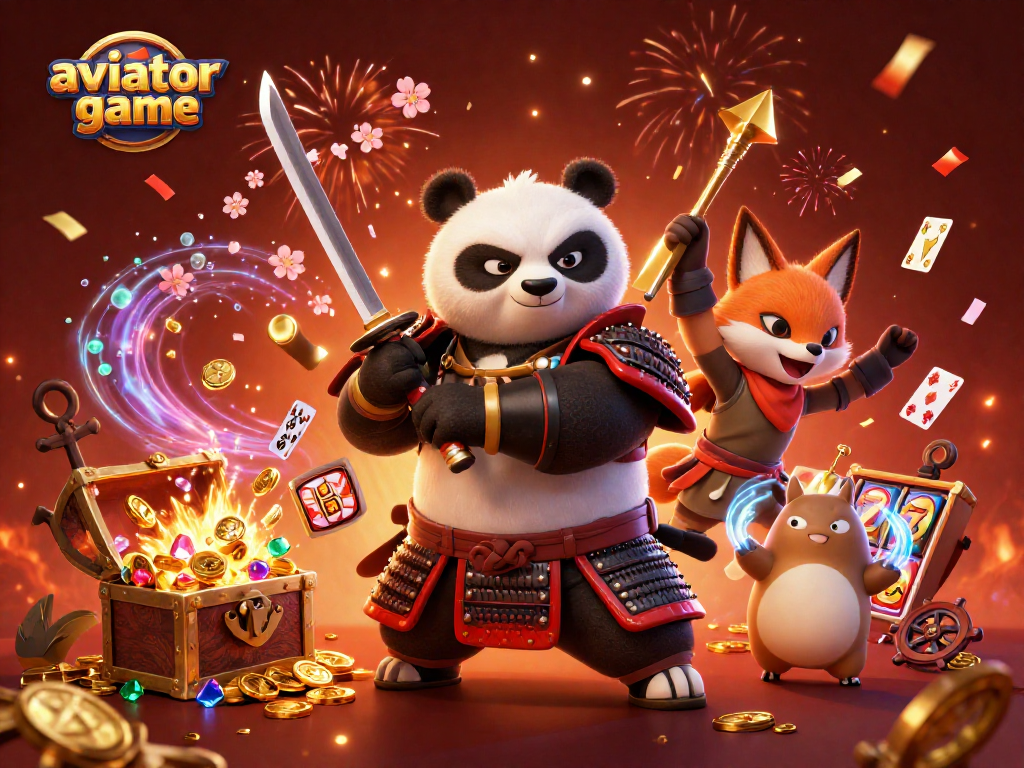Engage in the aviator game with vibrant cartoon characters and casino elements exploding around them.