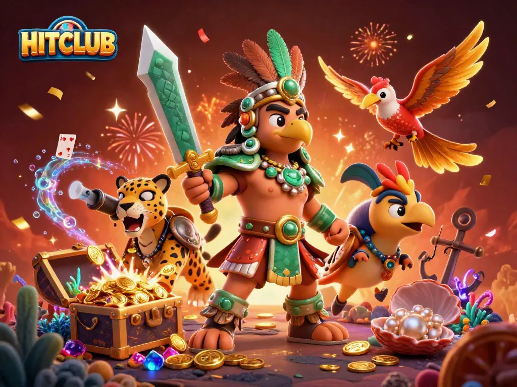 Hitclub captures a thrilling game scene with vibrant characters and dynamic casino elements in action.