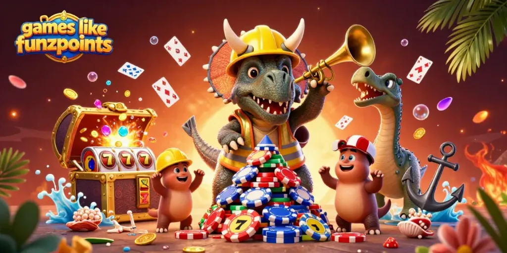 Play exciting games like funzpoints with dynamic casino elements in a lively 3D scene.