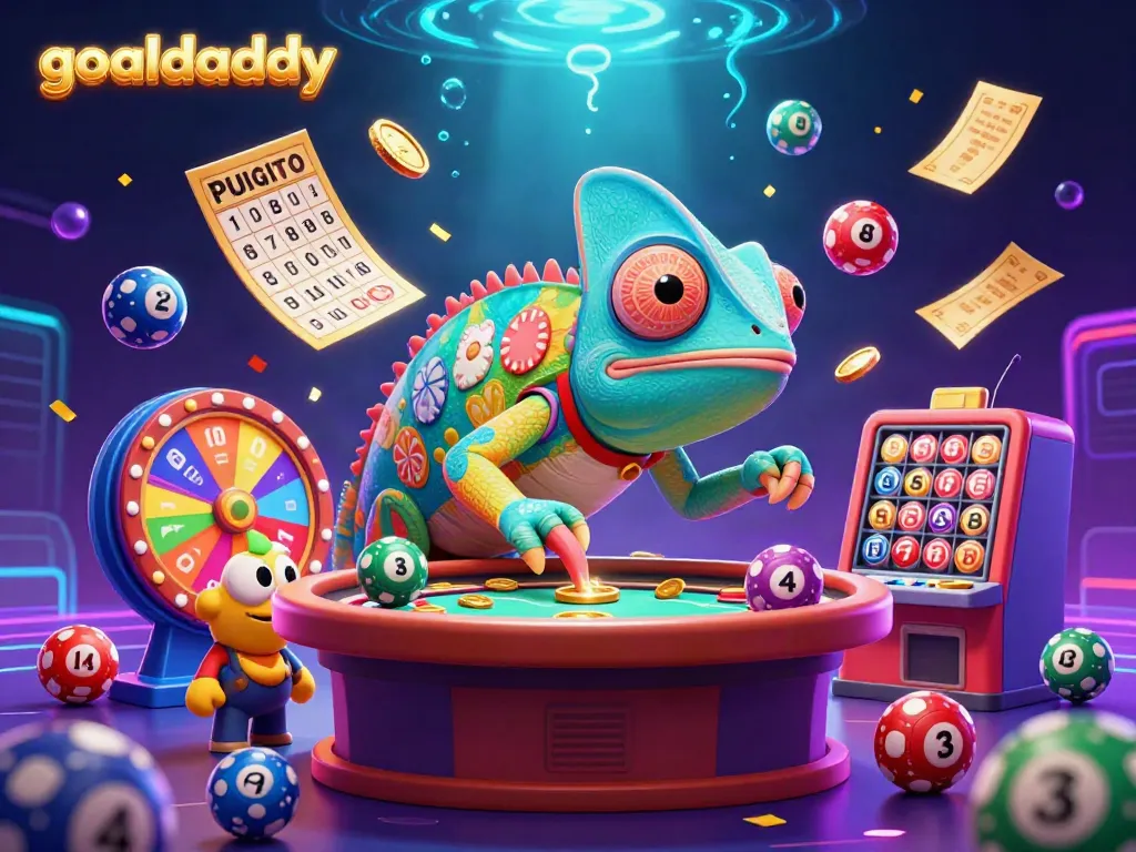 Experience the vibrant goaldaddy casino scene with a colorful chameleon owner and dynamic lottery elements.