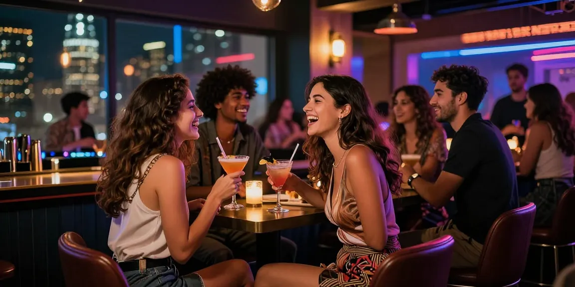 Gái gọi đang thưởng thức đồ uống cùng bạn bè trong bầu không khí sôi động
